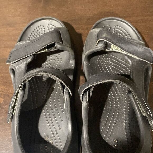 Crocs Swiftwater Jr Black Velcro Sandals Size 1 - Picture 6 of 10